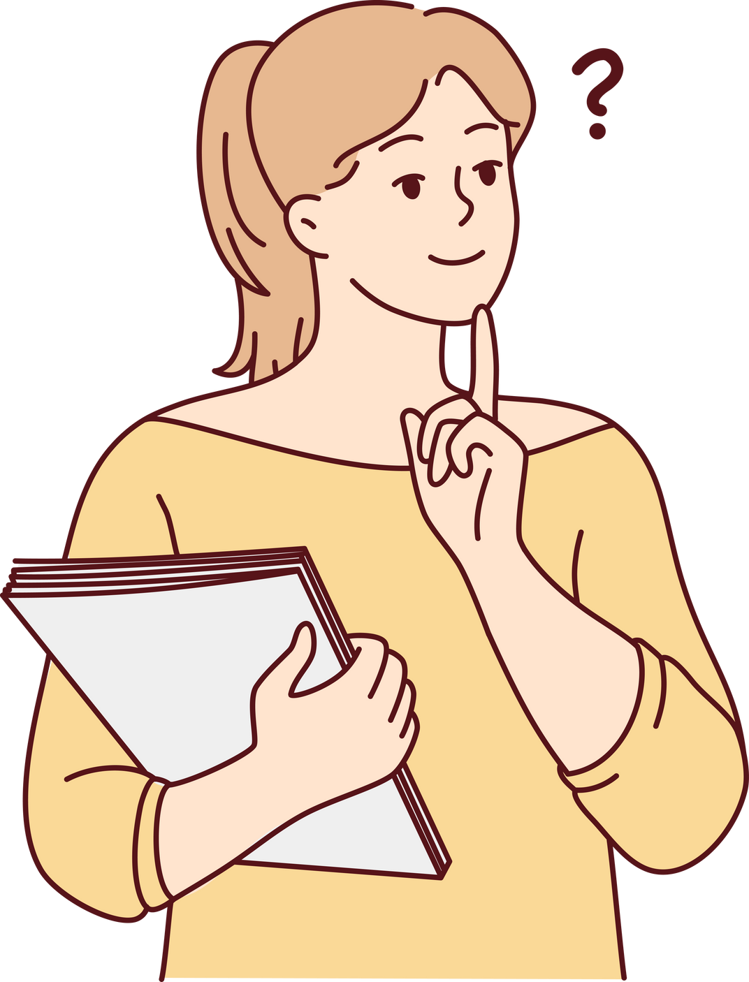 Pensive woman thinking making decision